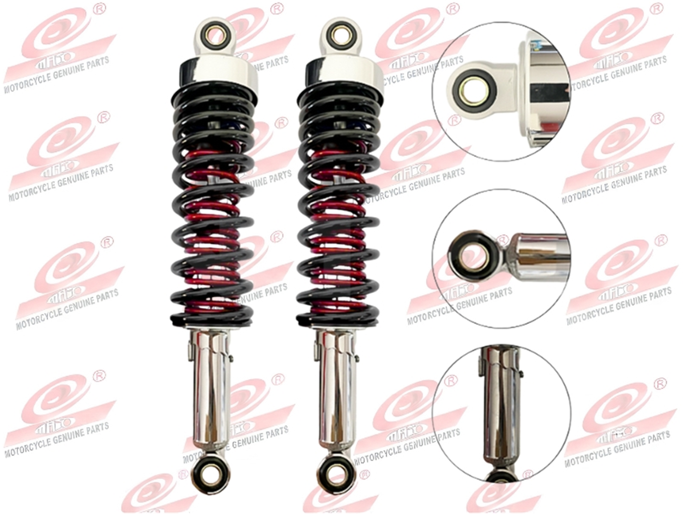 AMORTIGUADOR NEG/ROJO DOBLE RESORTE STD (333MM,12/12MM,10V,8MM)(C/REGULADOR)