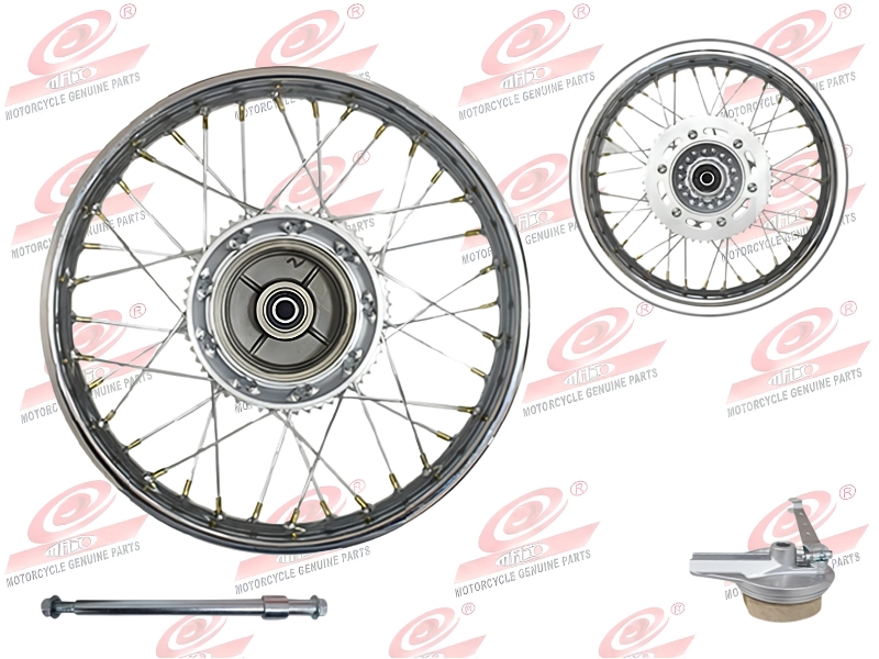 ARO 2.15*17 POST. (ZAPATA) ARMADO RAYO(F/TOPE)(1CATALINA 54T)(C/EJE 17X265MM)CROMADO