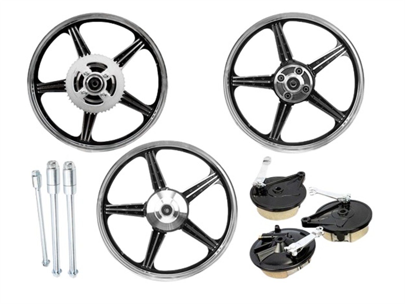 ARO SET*3 #18 2.15X18 - 1.60X18 DEL/POST. (5 PUNTAS NEGRO P/ZAPATA UNA CATALINA 50T)