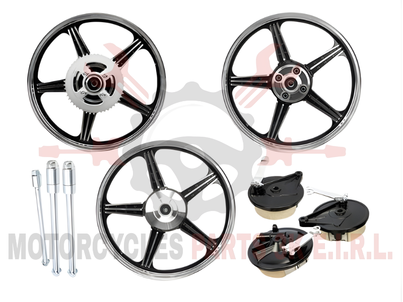 ARO SET*3 #18 2.15X18 - 1.60X18 DEL/POST. (5 PUNTAS NEGRO P/ZAPATA UNA CATALINA 50T)