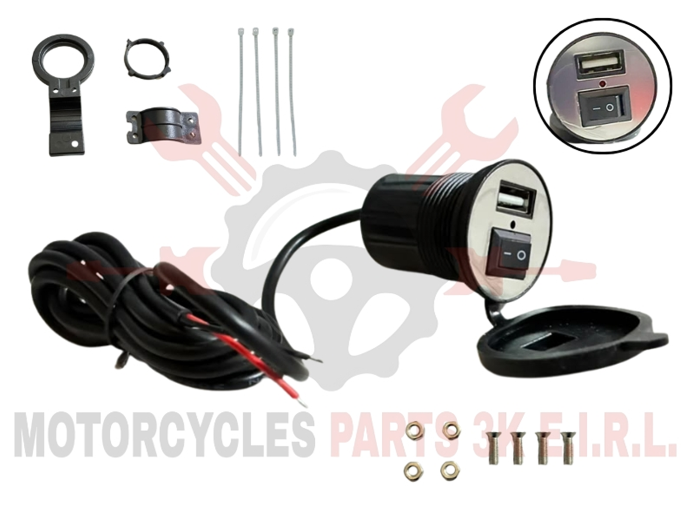 CARGADOR UNIVERSAL NEGRO 12V PARA MOTO 