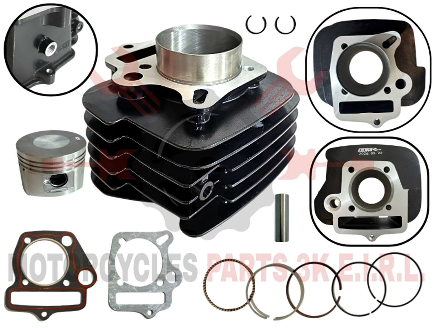 CILINDRO COMPLETO (124CC,52.4MM,13MM) AIRE NEGRO