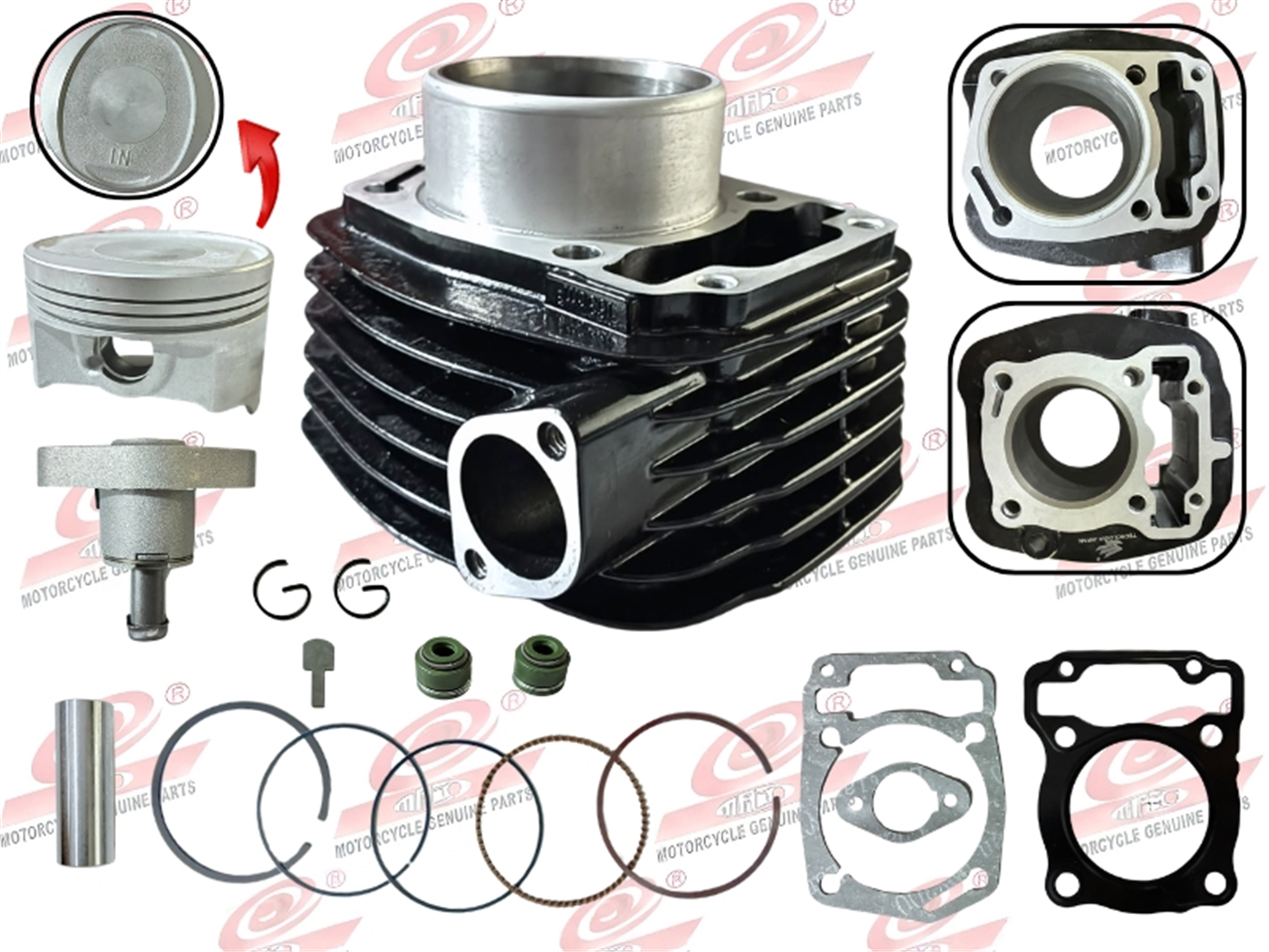 CILINDRO COMPLETO NEGRO 163CM3 (61MMM-14MM) PISTON C/TRATAMIENTO