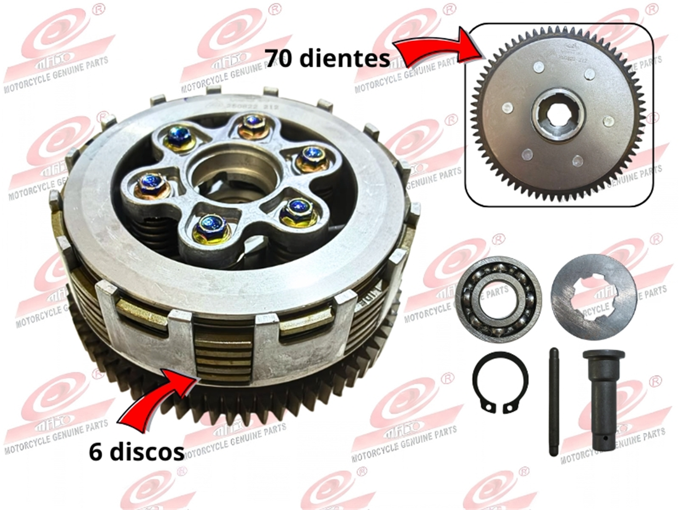 CREMALLERA  6P 6D 70T R-6001 (PIN DELGADO)  PREMIUM