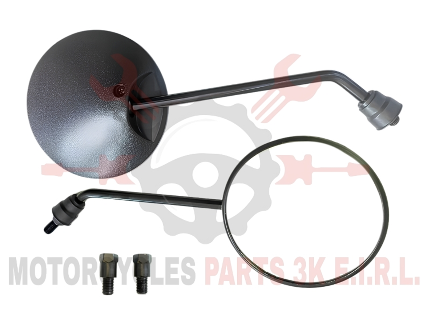 ESPEJO NEGRO 10MM  ROSCA INVERTID. RED.GRANDE C/ADAPTADOR