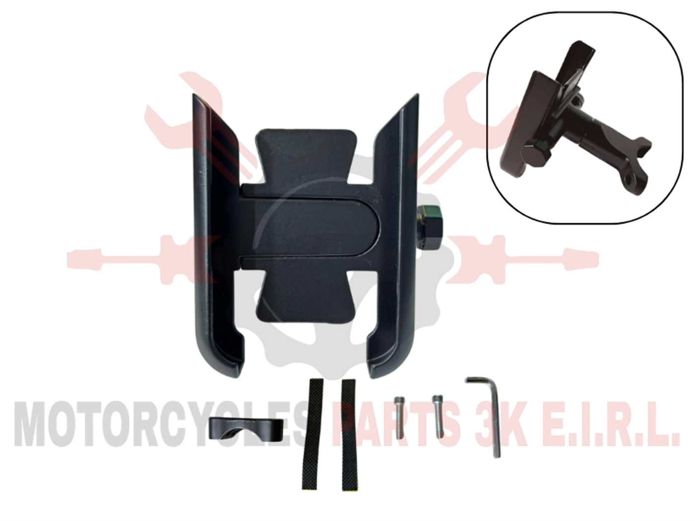 PORTA CELULAR DE ALUMINIO NEGRO P/ESPEJO 