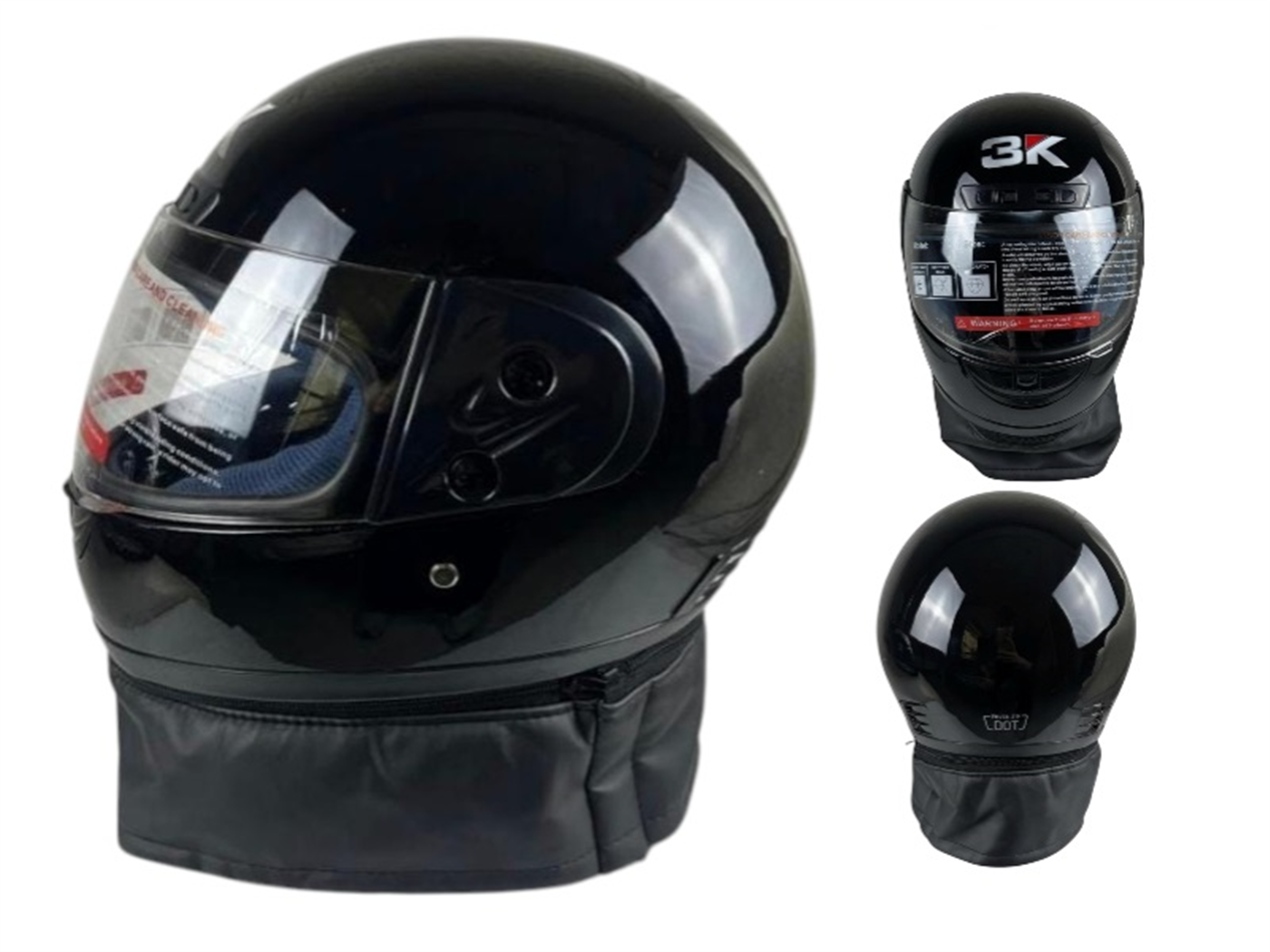 CASCO INTEGRAL 1 MICA NEGRO BRILLO C/CHALINA
