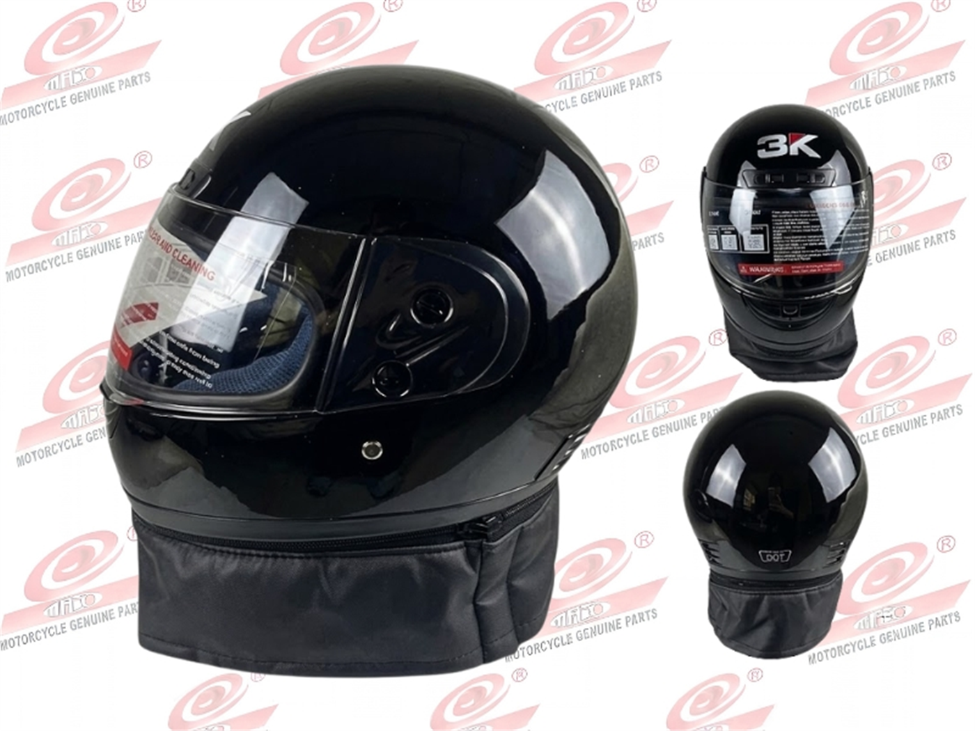 CASCO INTEGRAL 1 MICA NEGRO BRILLO C/CHALINA