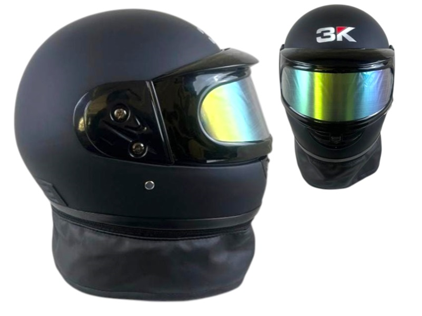 CASCO INTEGRAL DOBLE MICA NEGRO MATE S/DISEÑO C/CHALINA