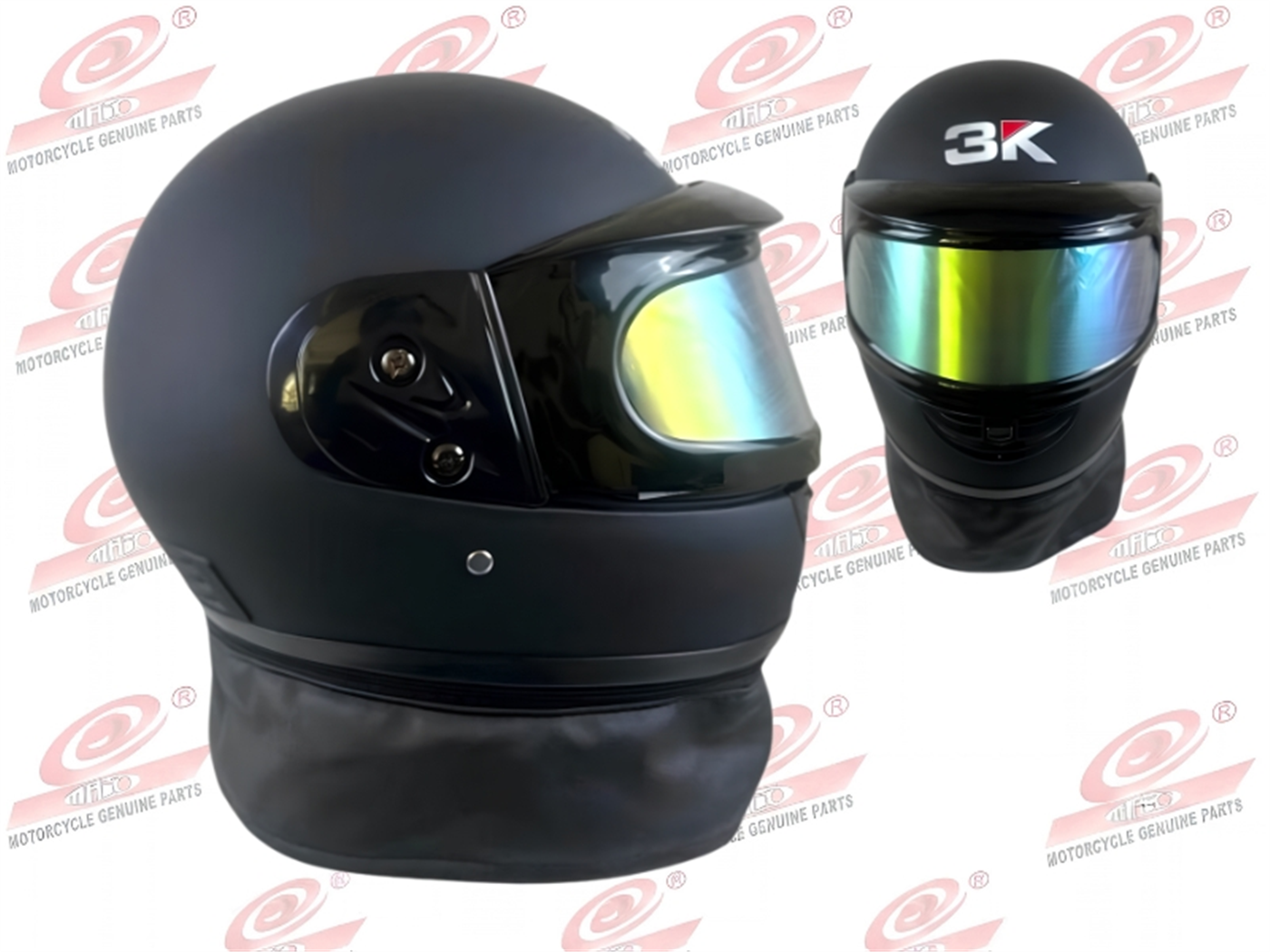 CASCO INTEGRAL DOBLE MICA NEGRO MATE S/DISEÑO C/CHALINA