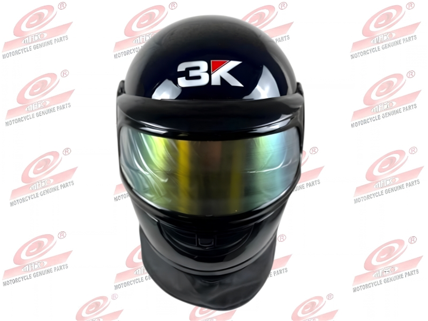 CASCO INTEGRAL DOBLE MICA NEGRO BRILLANTE S/DISEÑO C/CHALINA