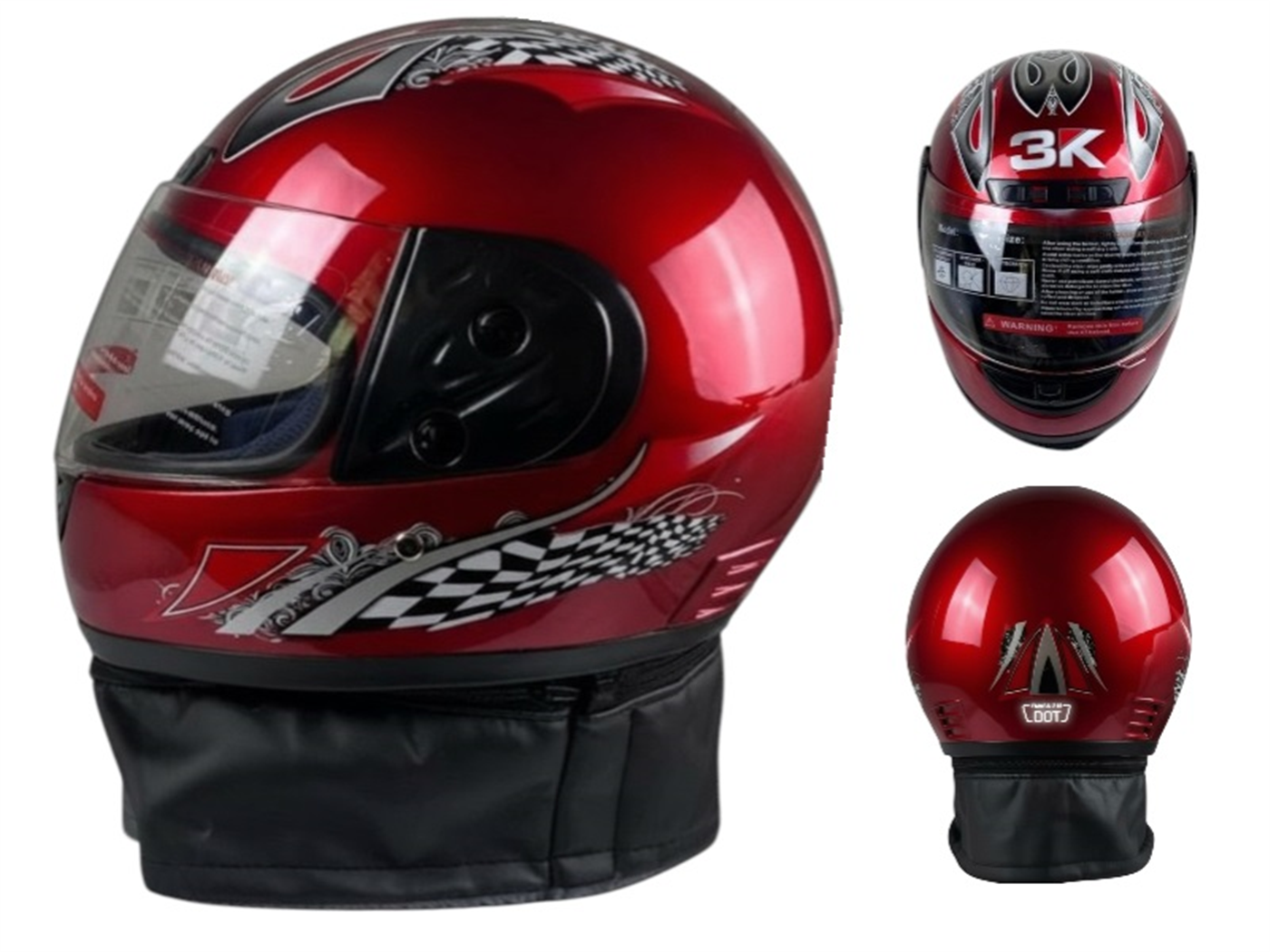CASCO INTEGRAL 1 MICA ROJO C/CHALINA C/DISEÑO