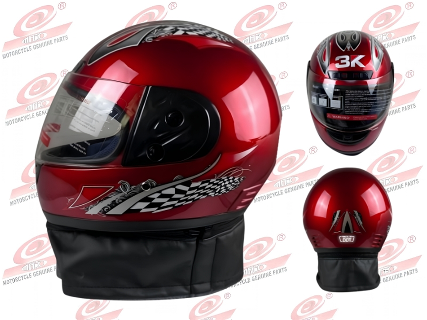 CASCO INTEGRAL 1 MICA ROJO C/CHALINA C/DISEÑO