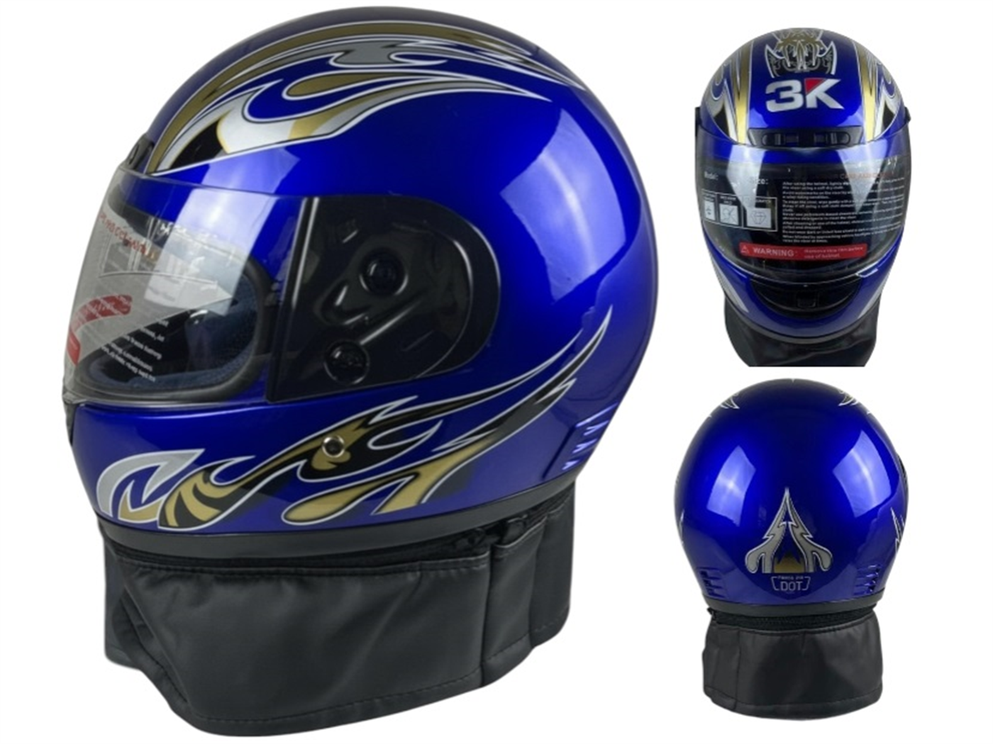 CASCO INTEGRAL 1 MICA  AZUL C/CHALINA C/DISEÑO