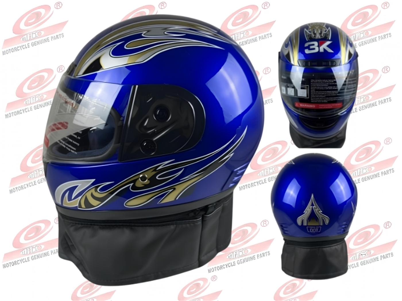 CASCO INTEGRAL 1 MICA  AZUL C/CHALINA C/DISEÑO