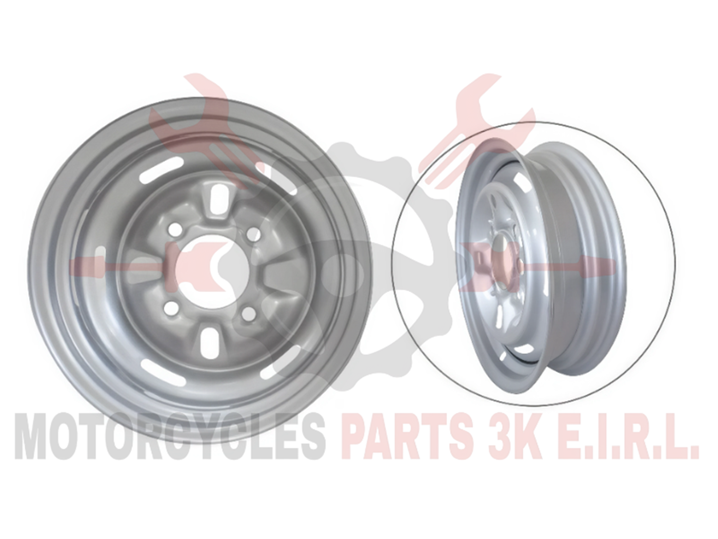 ARO 5.00*12 SOLO 3X12 PULG. 4 HUECOS PLATA