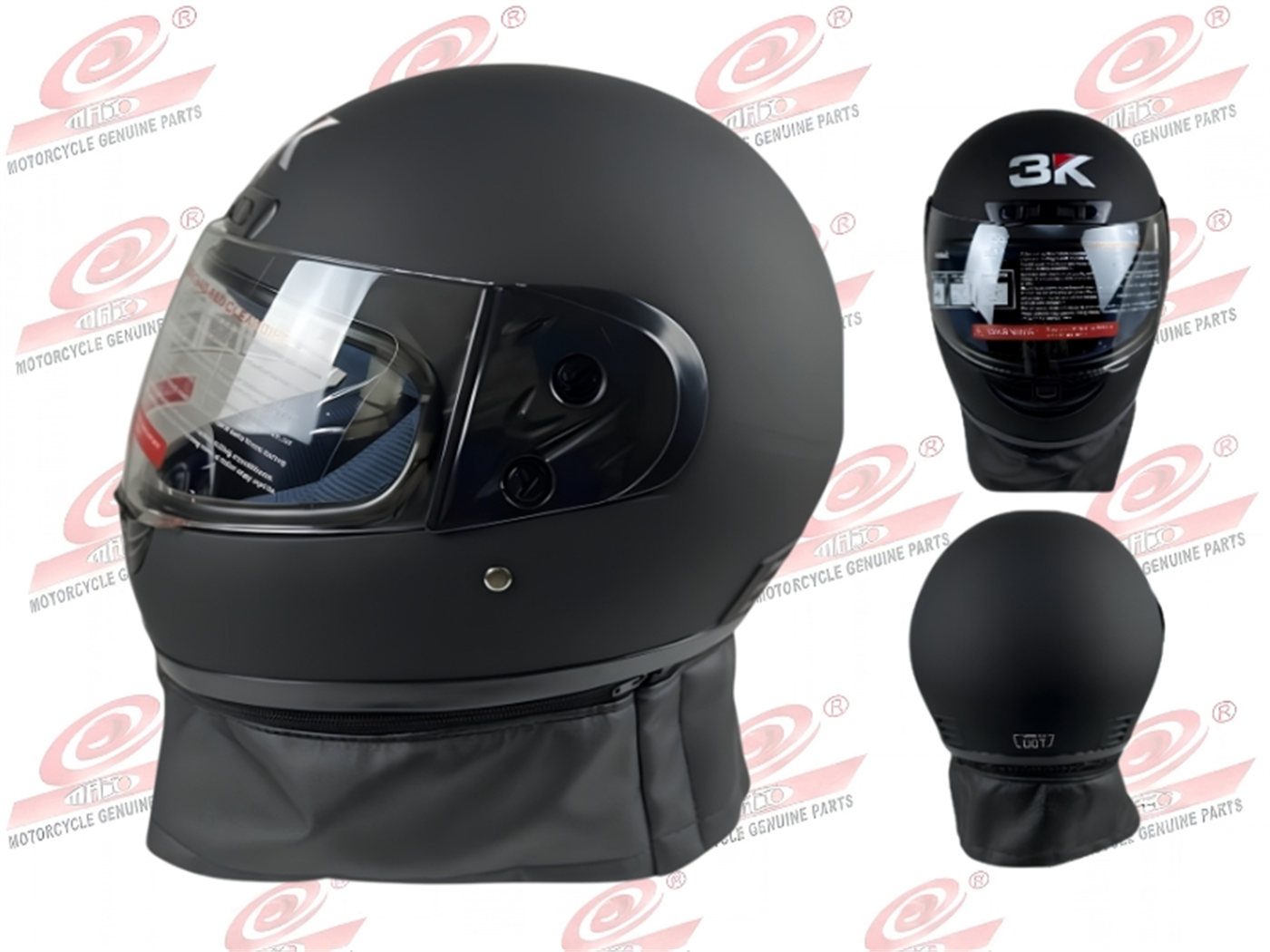 CASCO INTEGRAL 1 MICA NEGRO MATE C/CHALINA
