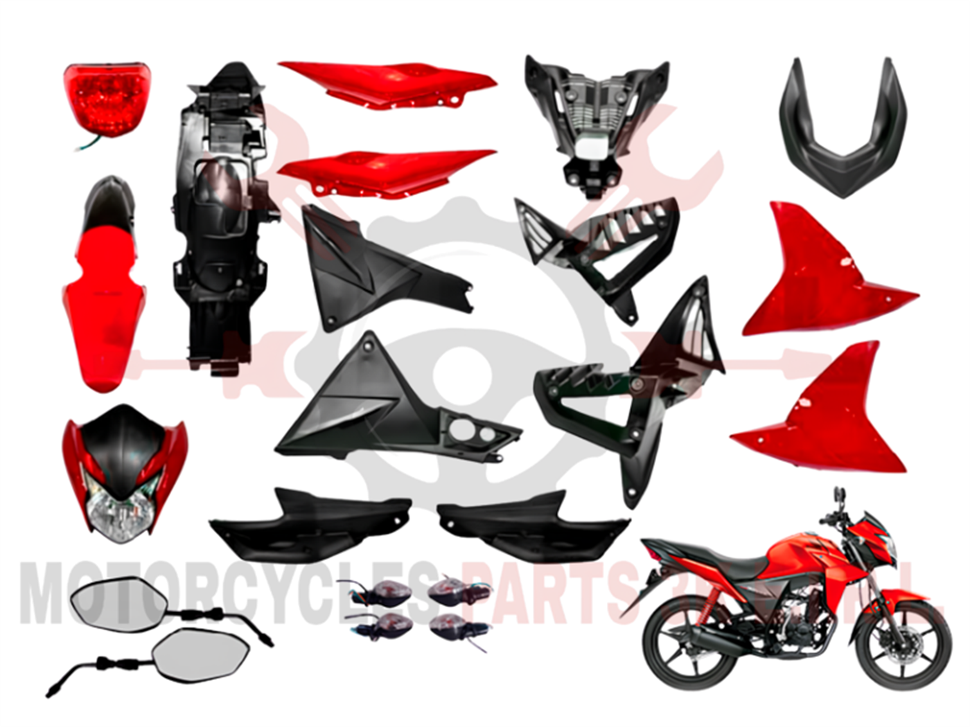 SET PLASTIQUERIA ROJO C/FAROS Y ESPEJOS