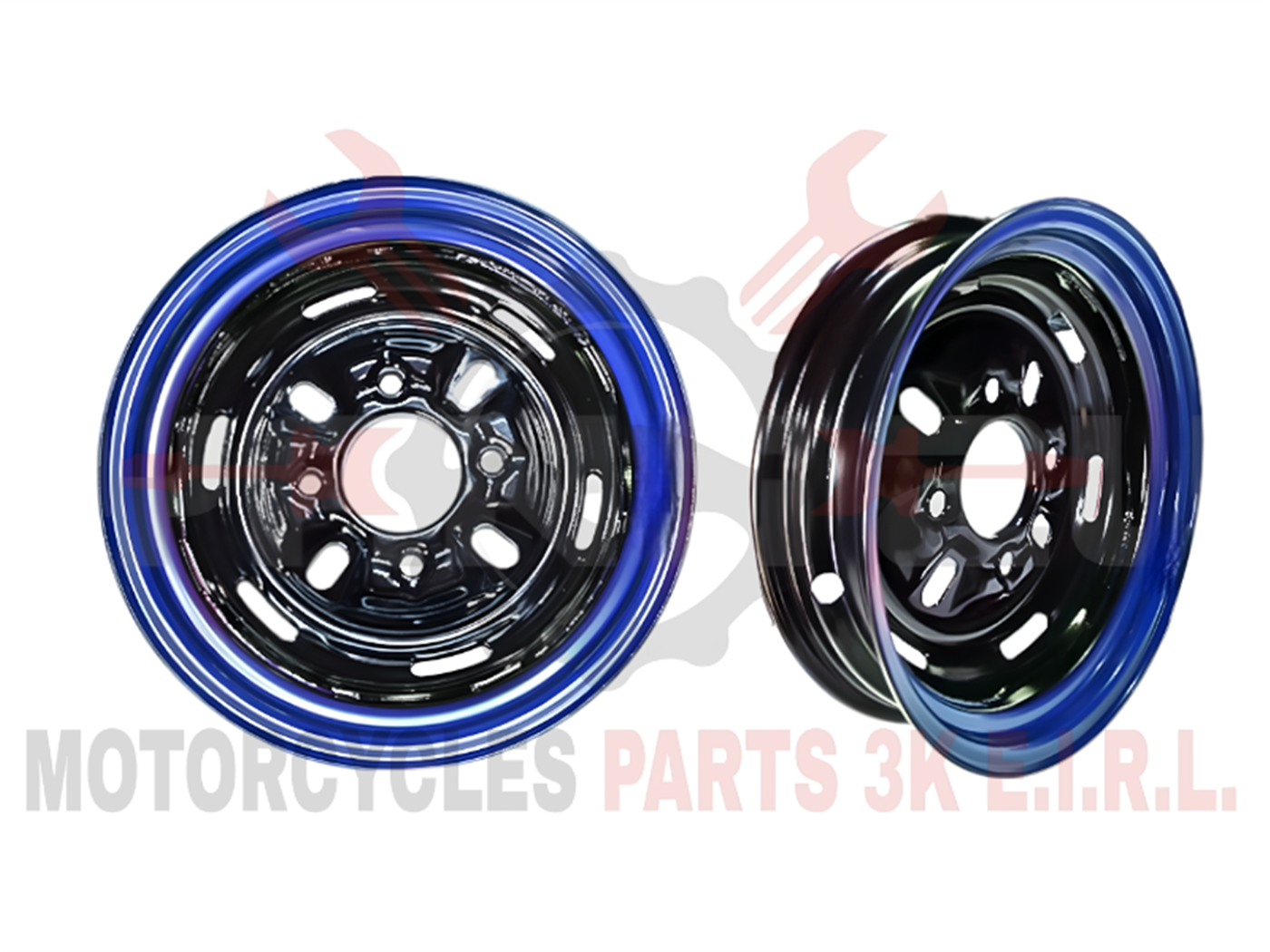 ARO 5.00*12 SOLO 3X12 PULG. 4 HUECOS NEGRO/AZUL