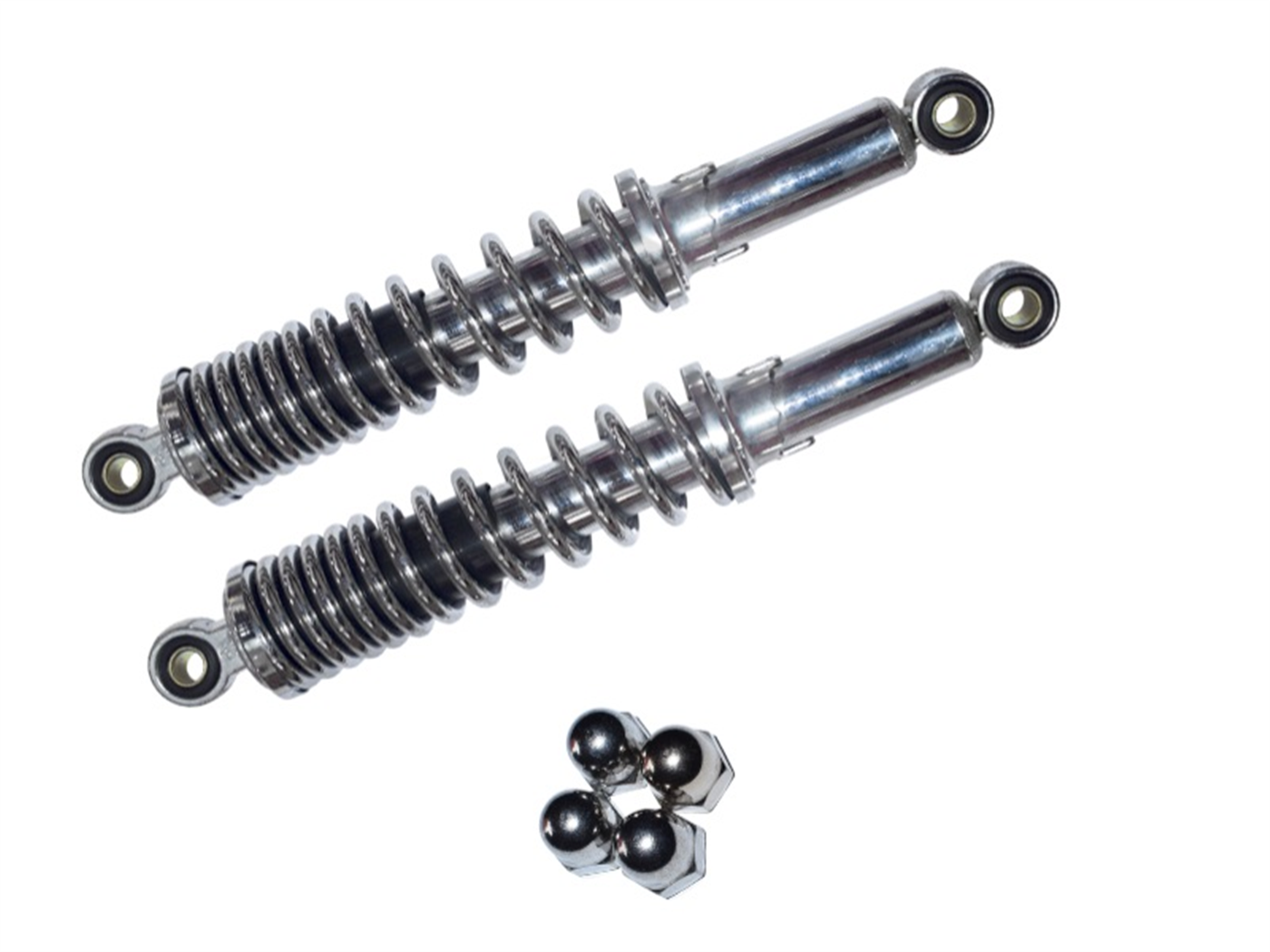 AMORTIGUADOR POST. (350MM/12MM,15V,7.5MM)(4 TUERCAS)CROMADO