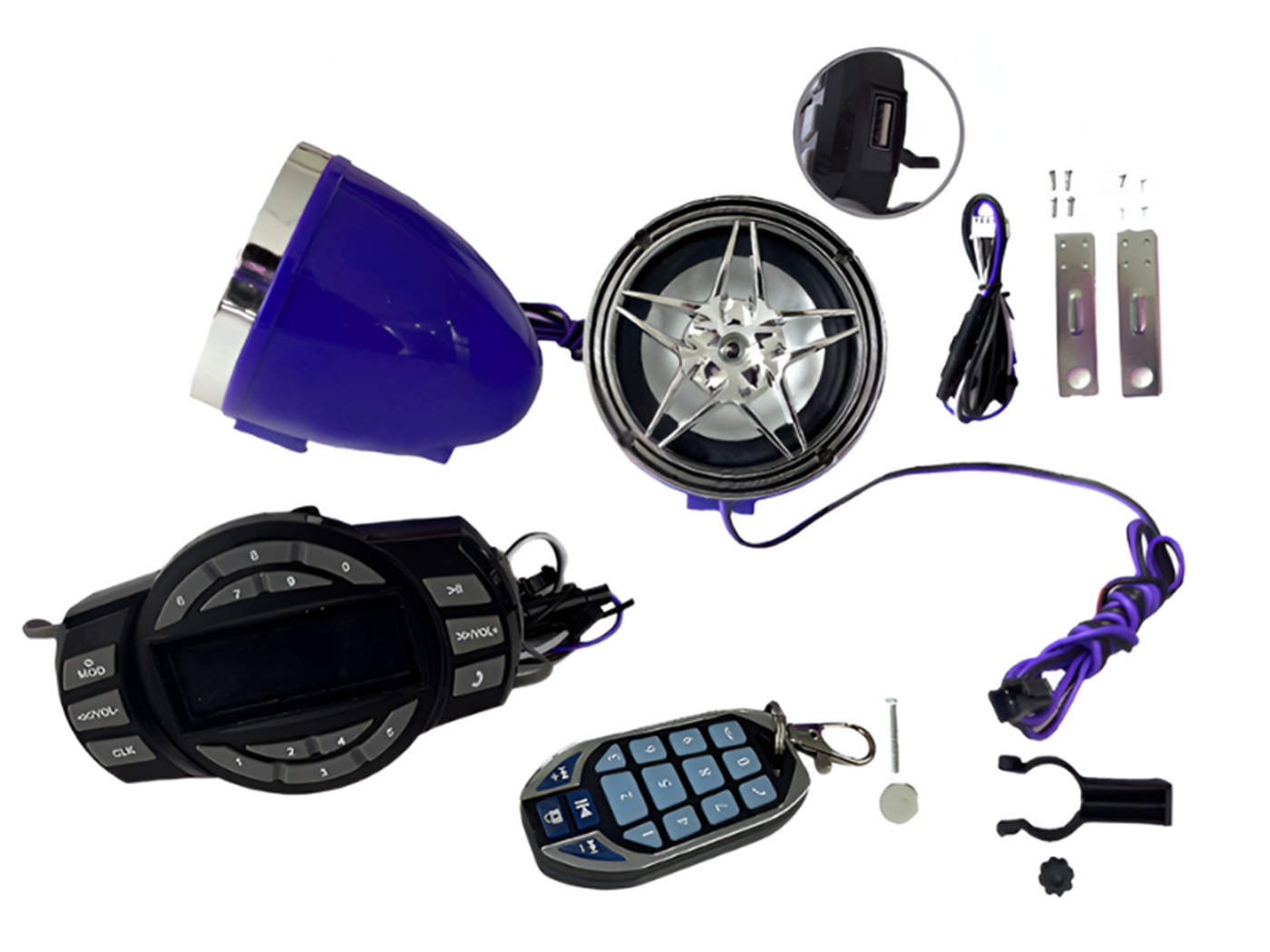 RADIO MODELO NO.4 C/PANTALLA(BLUETOOTH,MODULO+PARLANTES,ENTRADA USB)AZUL