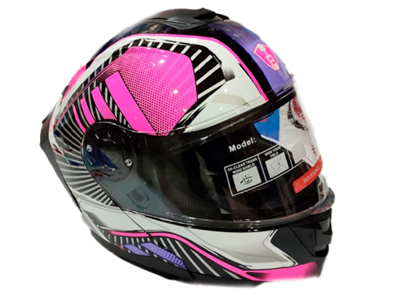 CASCO ARTICULADO FUCSIA/LILA/BLANCO/ NEGRO XL
