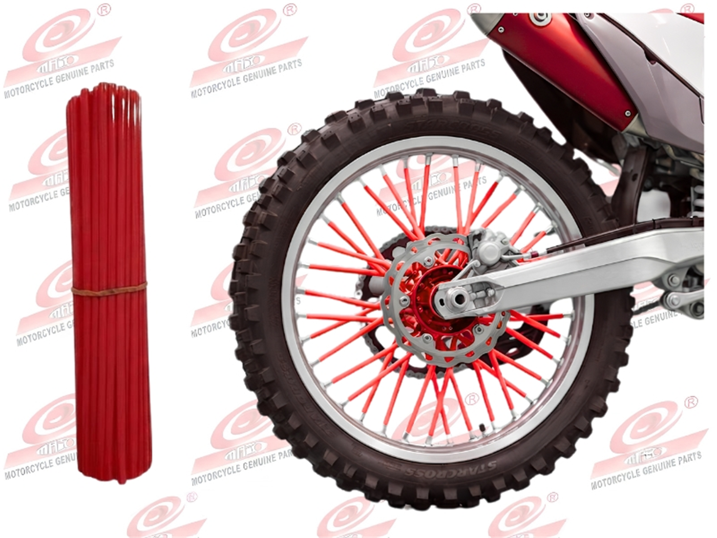 ADORNO P/ARO DE RAYO 24CM ROJO 72PZS 