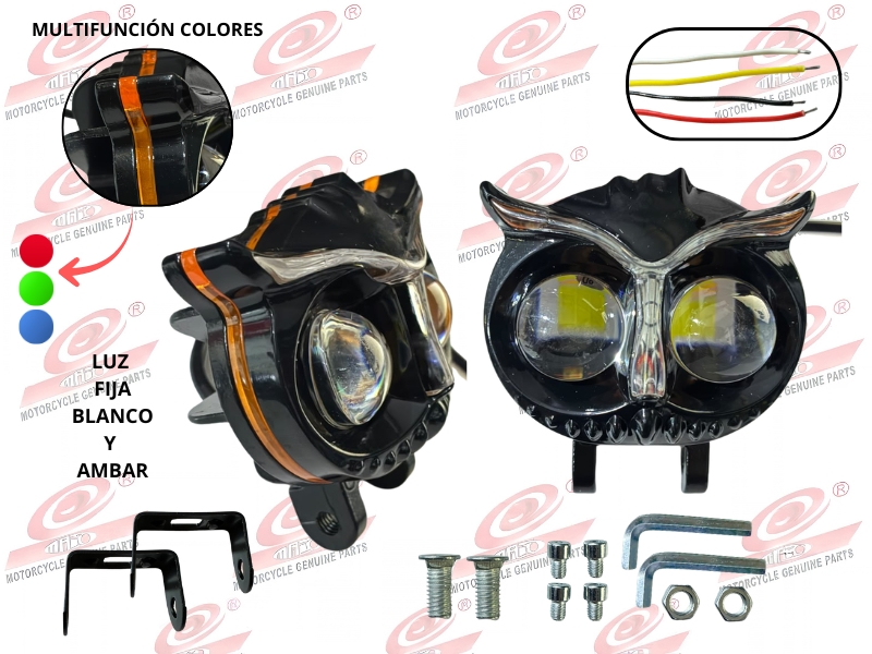 FARO LED BUHO RGB ANCHO + ARO DE ANGEL 4CABLES (GZD-457-03)