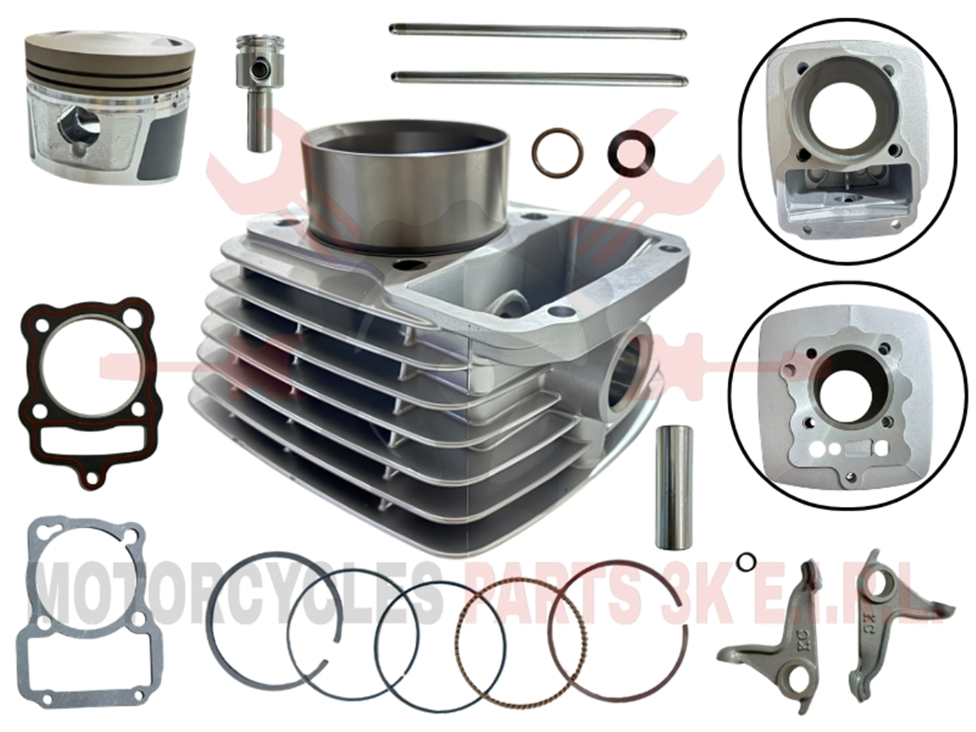 CILINDRO COMPLETO VARILLERO(149CC,62MM,15MM)(AIRE) GRIS