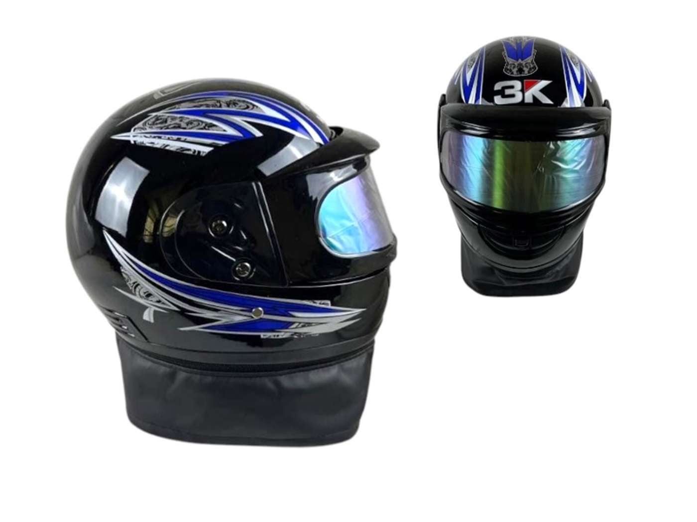 CASCO INTEGRAL DOBLE MICA NEGRO C/DISEÑO C/CHALINA
