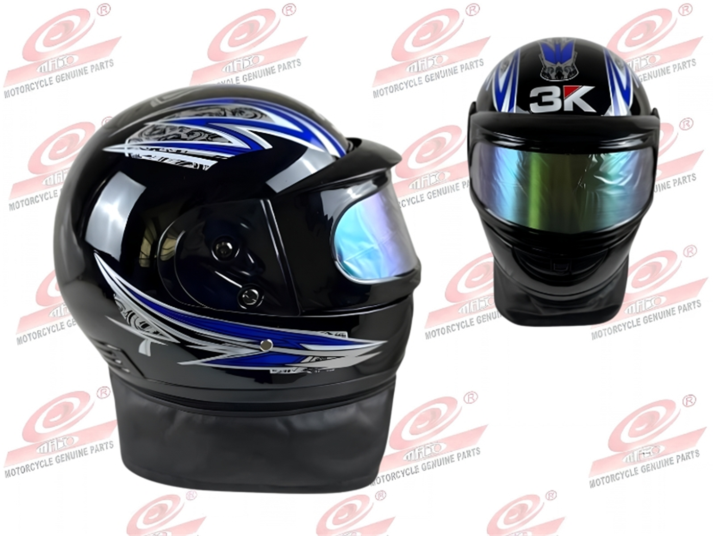 CASCO INTEGRAL DOBLE MICA NEGRO C/DISEÑO C/CHALINA