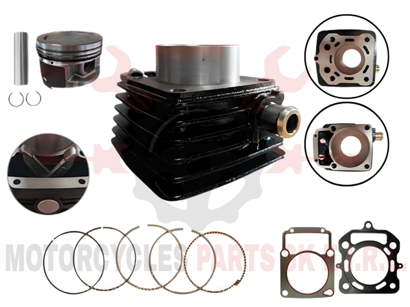 CILINDRO VARILLERO(300CC,74MM,18MM)(AGUA)(C/ALETA DELGADA)(M.GRUESA)(PISTON TEFLONADO)NEGRO