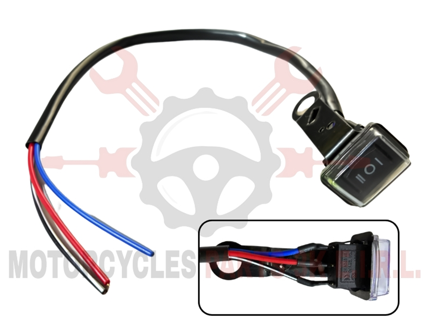 INTERRUPTOR C/BASE P/ESPEJO NEGRO 3CABLES 3GOLPES
