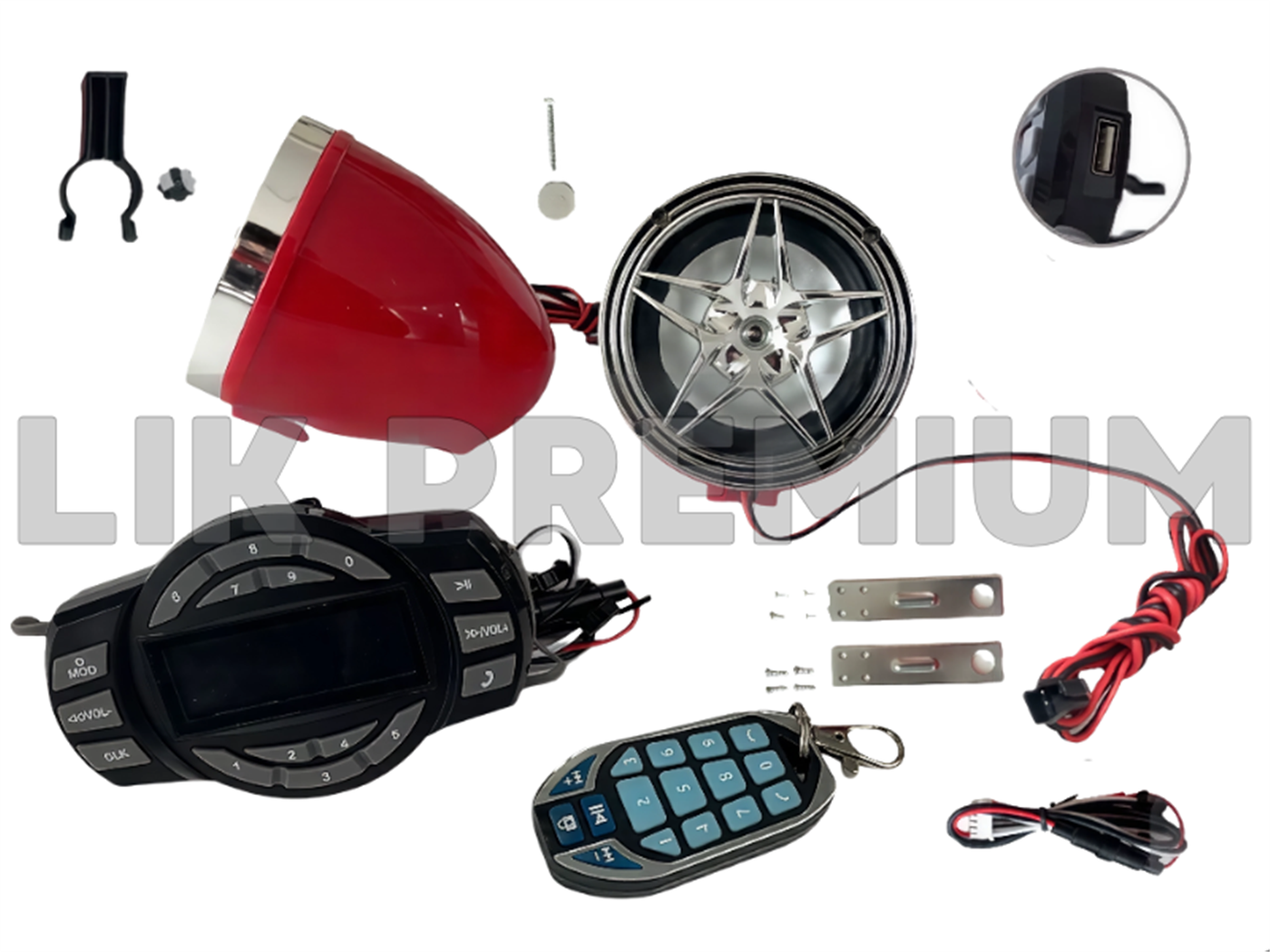 RADIO MODELO NO.4 C/PANTALLA(BLUETOOTH,MODULO+PARLANTES,ENTRADA USB)ROJO