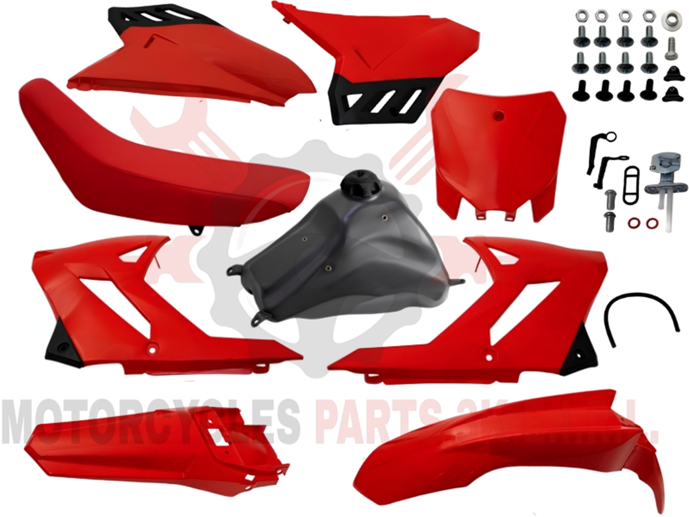 SET PLASTIQUERIA 2024 ROJO/NEGRO (CON TANQUE Y ASIENTO)