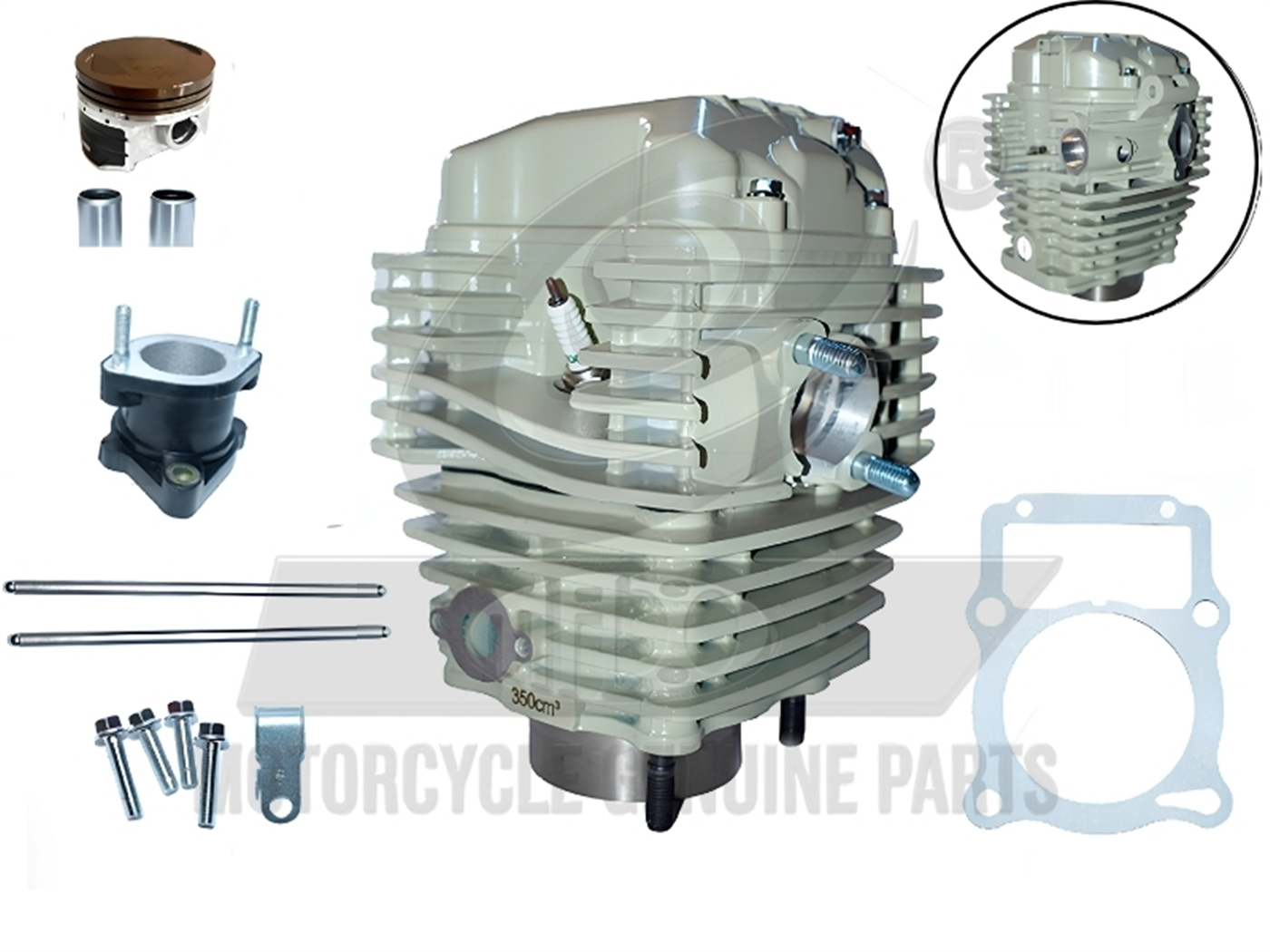 CABEZAL LF FX350 VARILLERO(350CC,PISTON TEFLON)(AGUA)S/CARB. MARFIL