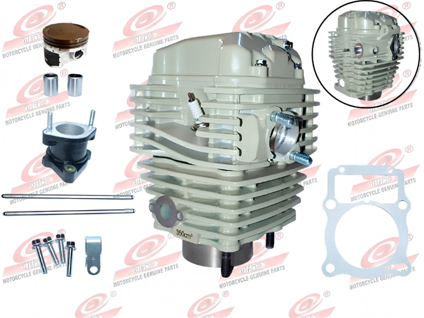 CABEZAL LF FX350 VARILLERO(350CC,PISTON TEFLON)(AGUA)S/CARB. MARFIL