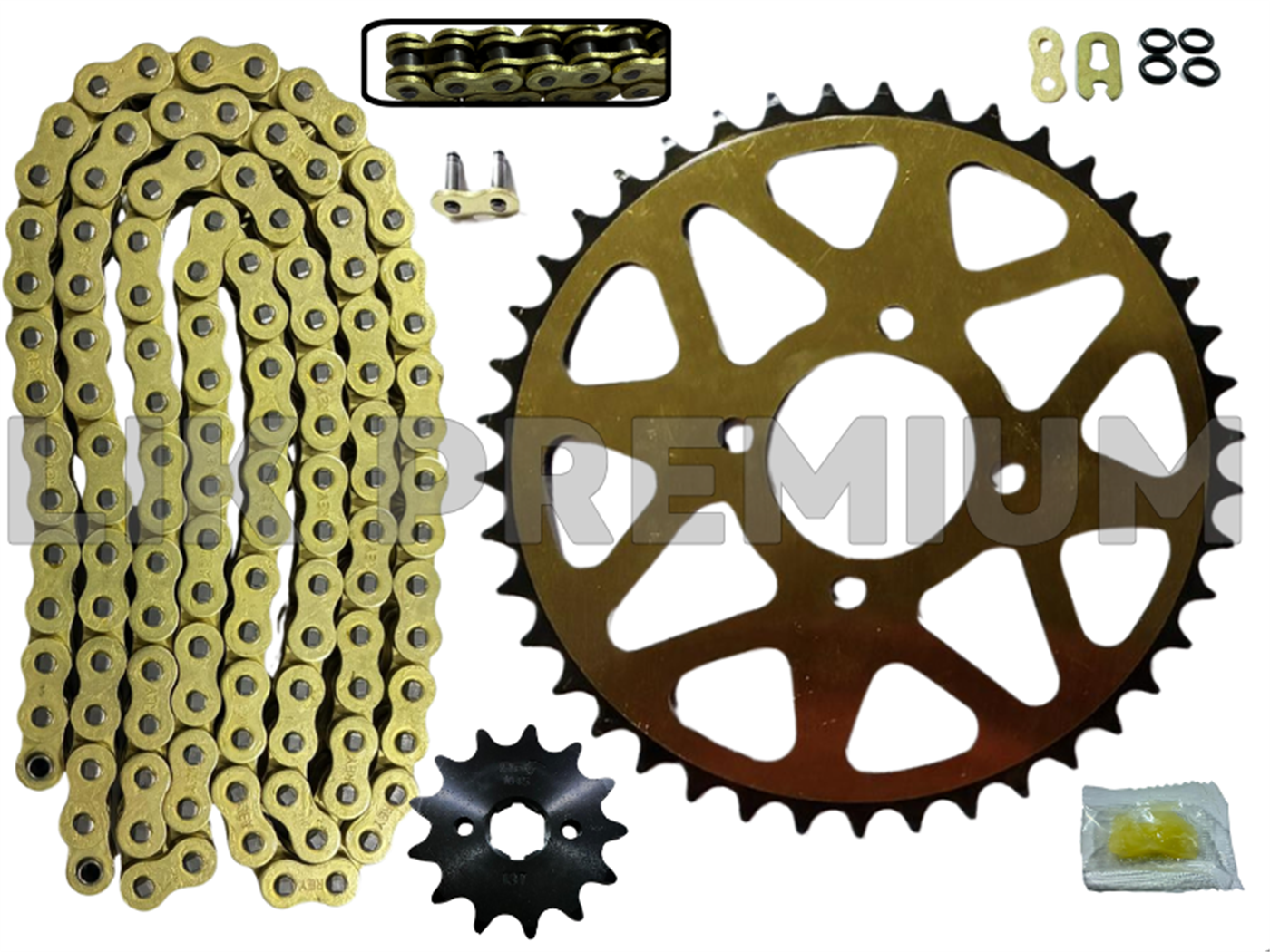 KIT ARRASTRE (13T,42T)(520H-120L) C/ O-RING DORADO