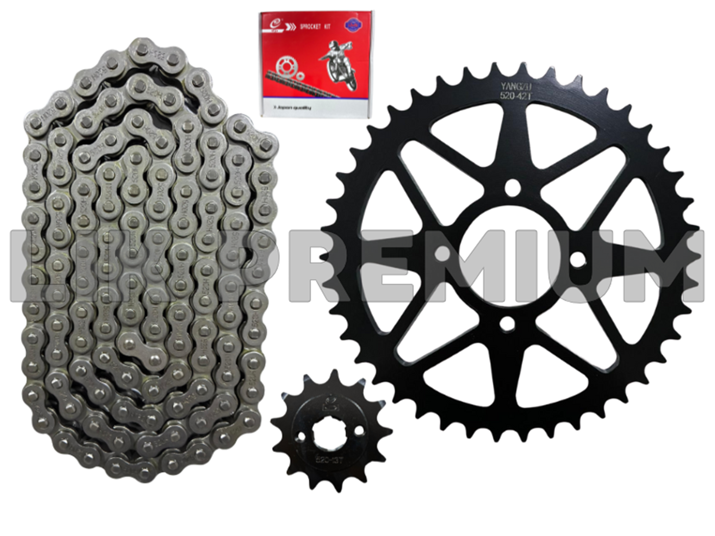 KIT ARRASTRE (13T,42T)(520H-120L) MOD.ORIGINAL MODELO PLANO ARO ALUMINIO