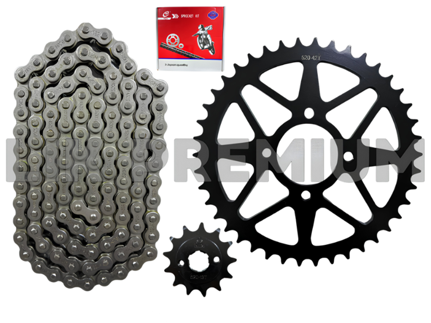 KIT ARRASTRE (13T,42T)(520H-120L) MOD.ORIGINAL MODELO PLANO ARO ALUMINIO