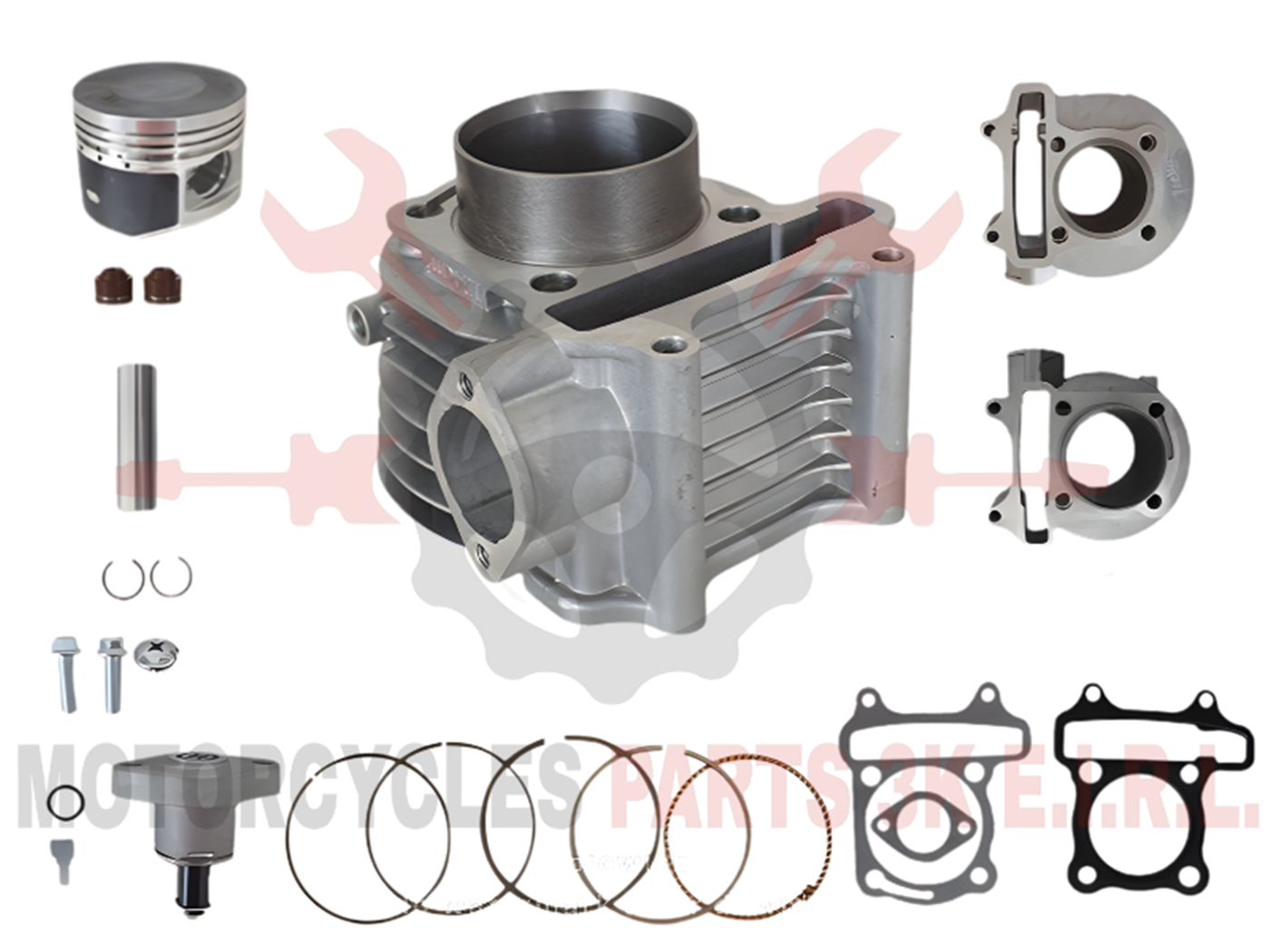 CILINDRO CADENILLA(124CC,52.4MM,15MM)(AIRE)(PISTON TEFLON, ANILLO DY PVD)(C/TENSOR)CROMADO