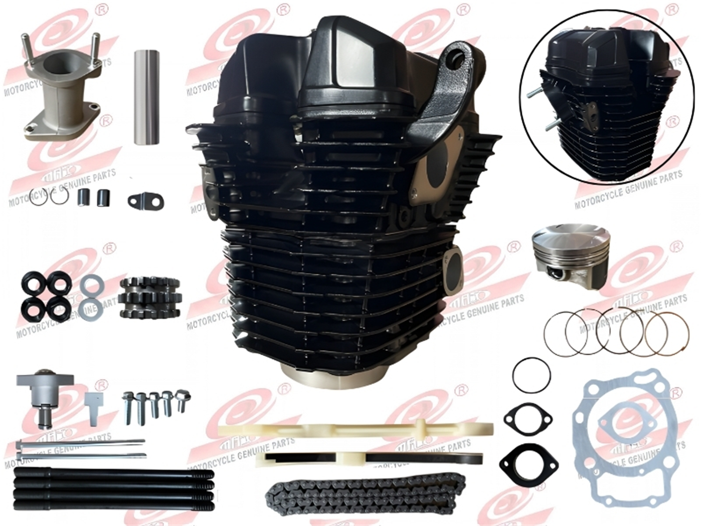 CABEZAL (4 VALVULAS)CADENILLA(300/250CC,71MM,17MM)(AIRE)(PISTON TEFLON)NEGRO
