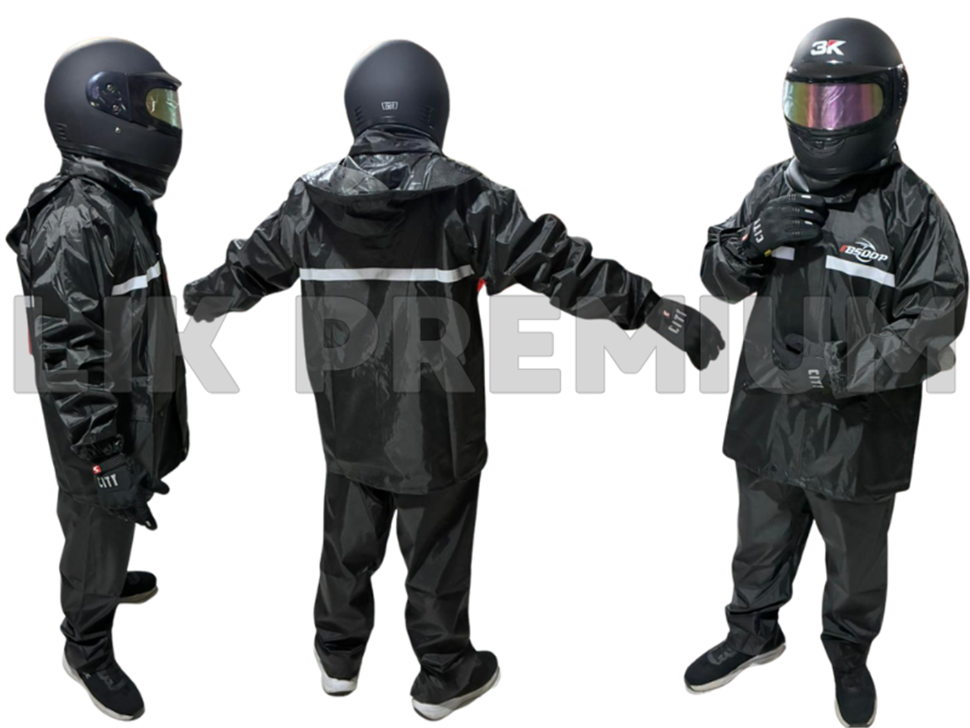 CONJUNTO IMPERMEABLE PARA LLUVIA NEGRO (XL)