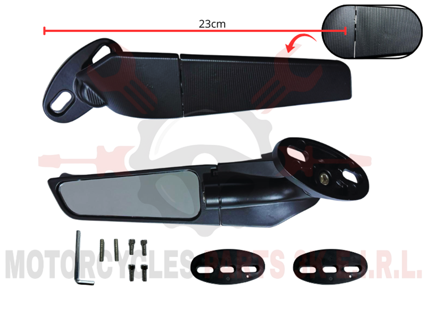 ESPEJO DEPOR. ALA DE VIENTO 23CM BASE P/MASCARA