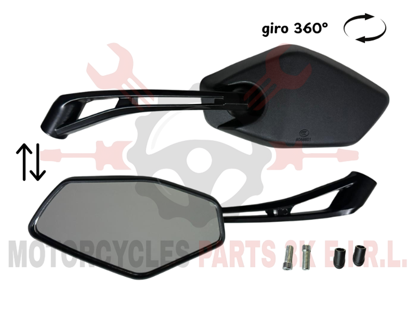ESPEJO 10MM  NEGRO BRAZO ALUMINIO PERNO M10
