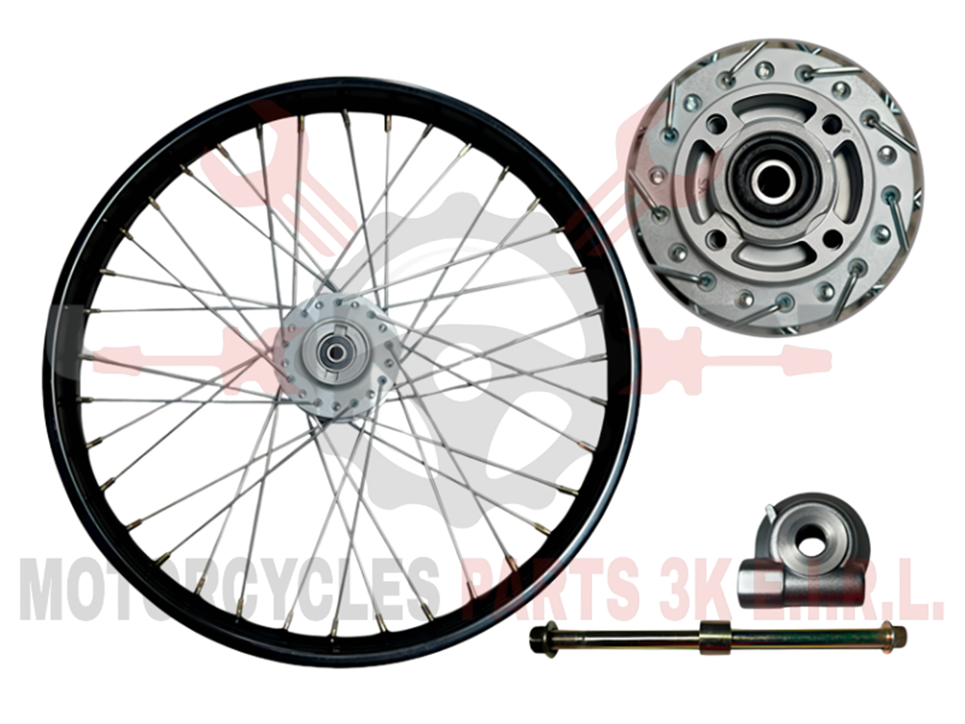 ARO (F/DISCO) 1.60X21 DEL. RAYO + PIÑON VELOCIMETRO(4H)(C/EJE 12X210MM)NEGRO 