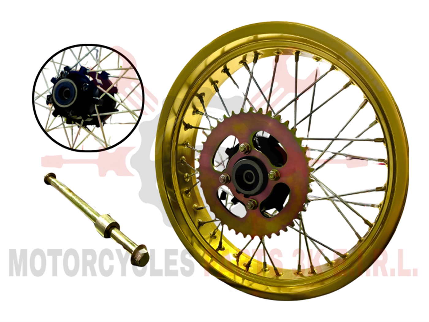 ARO 3.50*17 POST. COMPLETO F/DISCO DORADO ALLOY