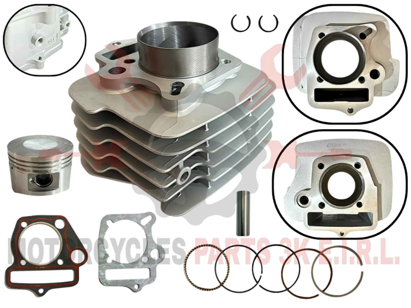 CILINDRO COMPLETO (124CC,52.4MM,13MM) AIRE CROMADO