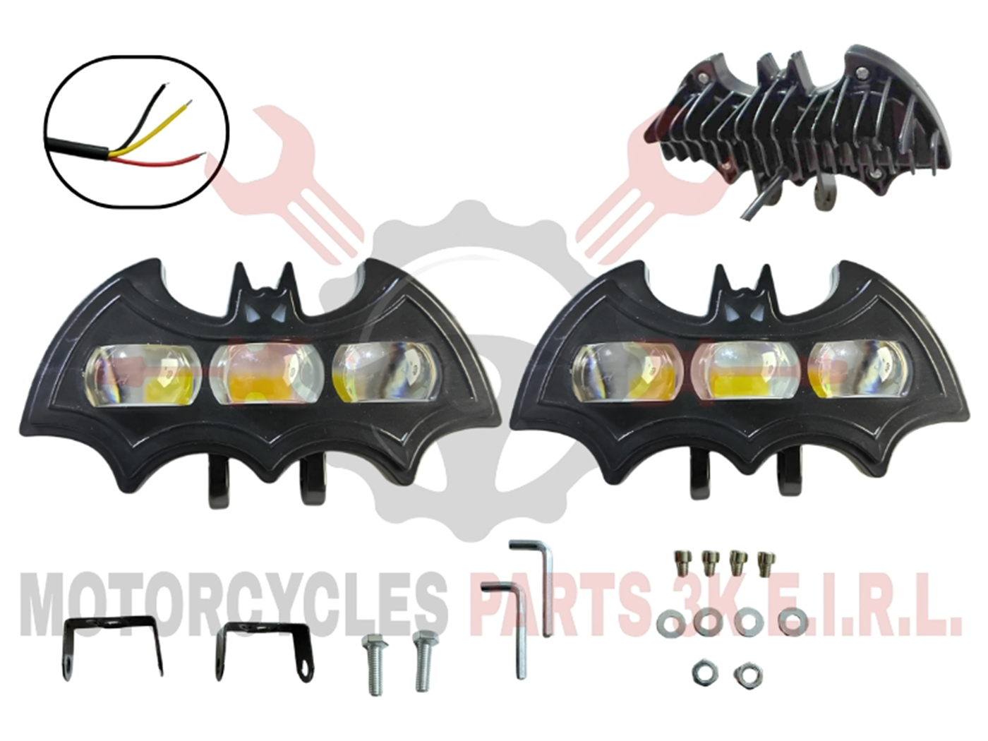 FARO LED EXPLORADORA BATMAN-3 LUPAS BLANCO/AMBAR Y LASER ROJO FIJO Y ESTROBO 12V-24V (WL-XTB-15)
