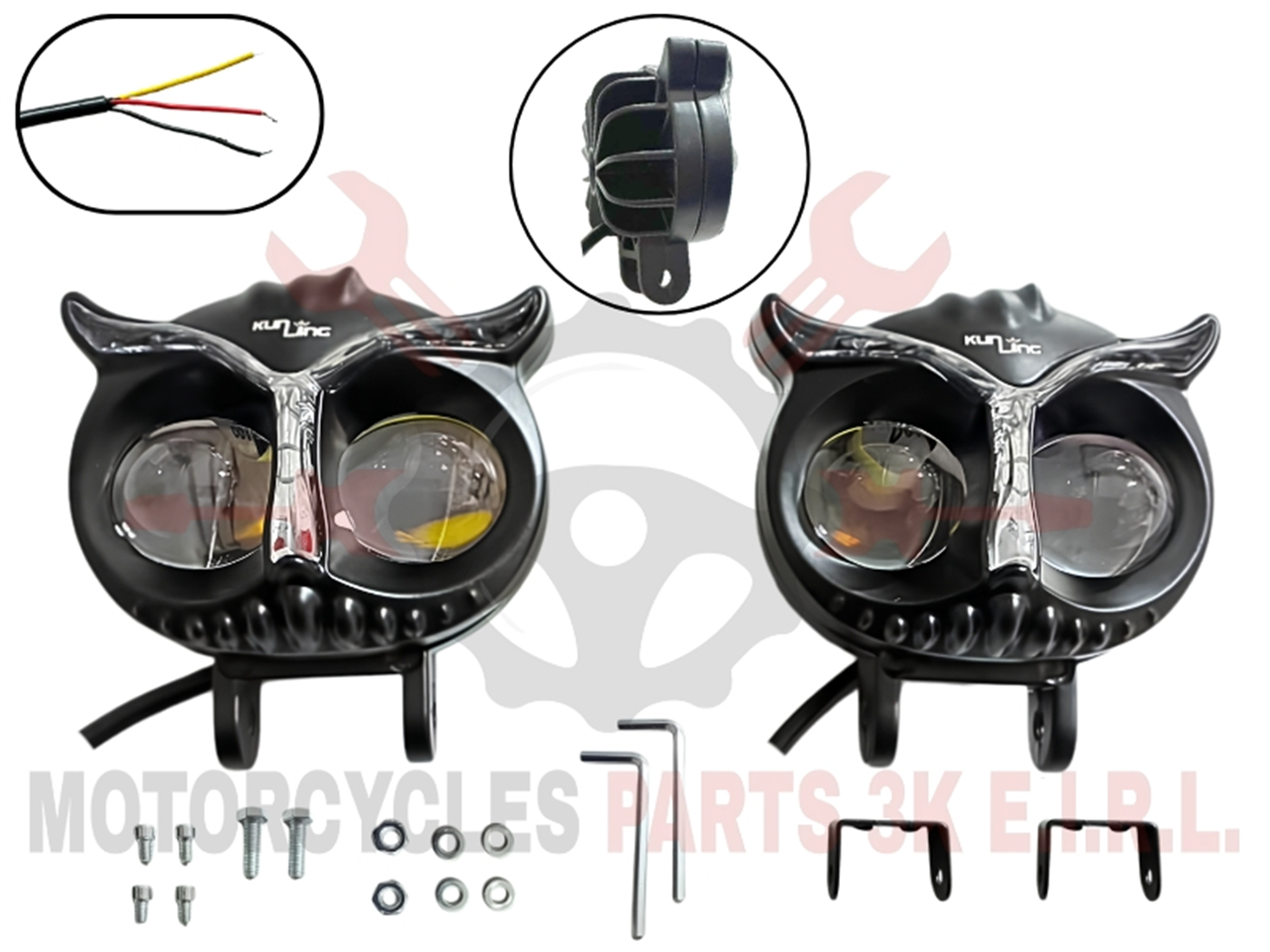 FARO LED BUHO BLANCO/AMBAR+RGB  3CABLES 12V-24V (LU-H0220)
